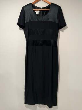 Talbots Cocktail Dress Short Sleeve Satin Panels Maxi Length Size 8 JL